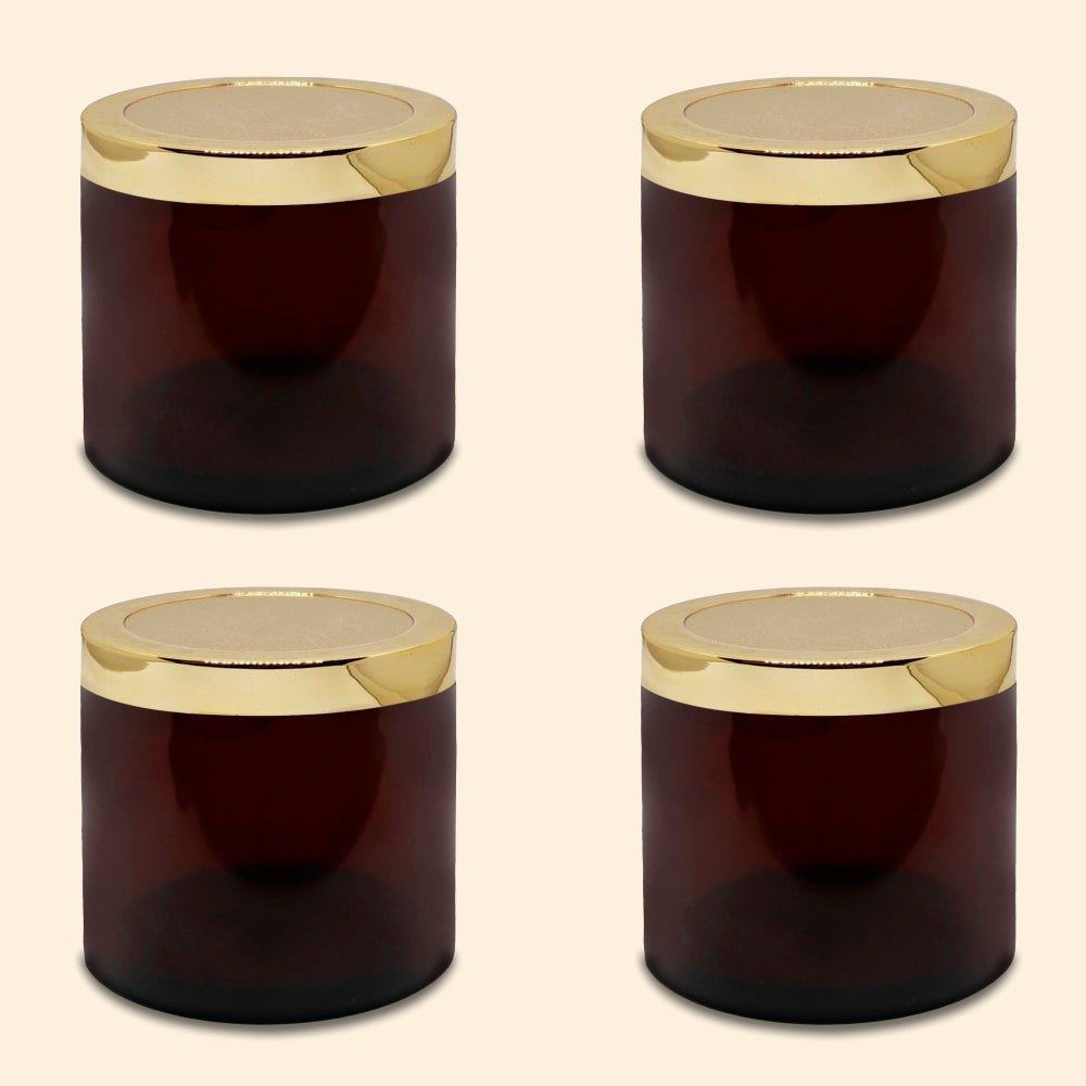 Shoprythm Cosmetic Jar MYOC Amber San Jars with Golden Cap Inner lid for Creams, Gel, Body Scrub Butter, DIY Cosmetic Use, Storage Jar- 100gm (Pack of 4)
